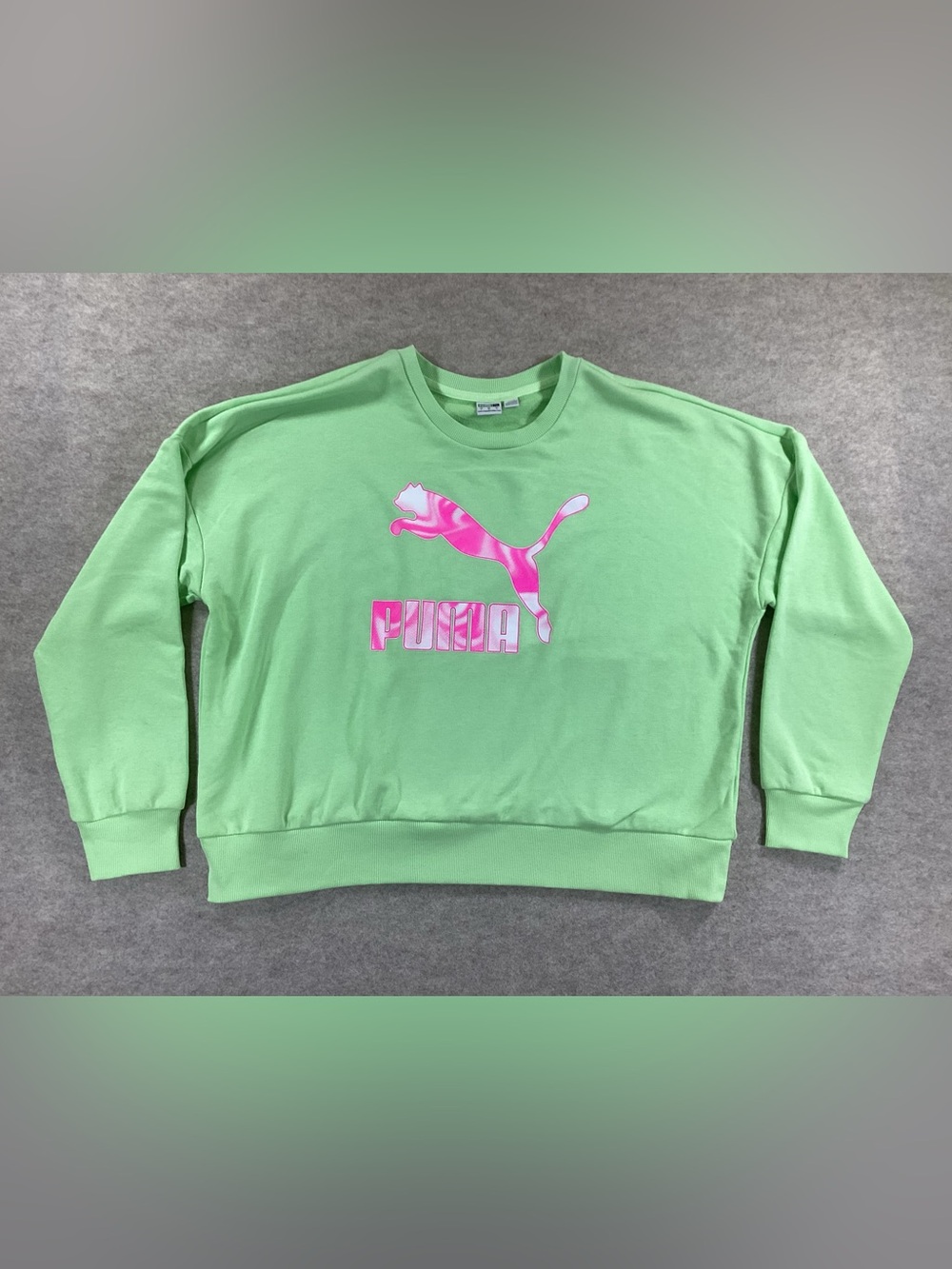 Puma Light Green Sweatshirt with Pink Logo